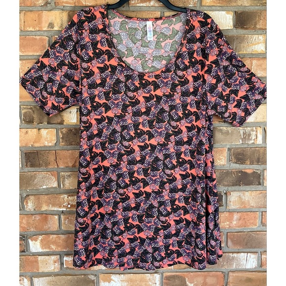 LuLaRoe Perfect T Multicolored Floral Print Short Sleeve Top Size Large - Picture 1 of 5